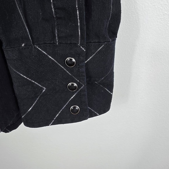 Wrangler‎ Mens Black Metallic Stripe Western XL Shirt Western - Picture 3 of 5